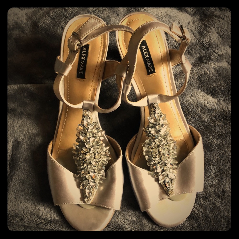 Alex Marie Silver Rhinestone Heels